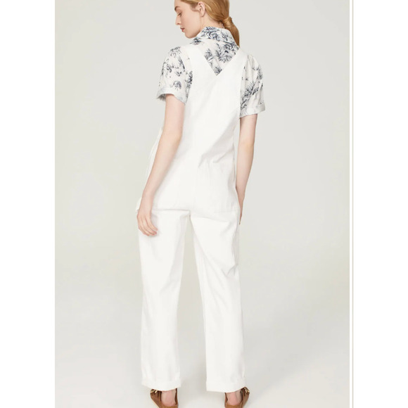 Madewell White Denim Overalls XS Tapered Carpenter Preppy Classic Oversized $158 - Picture 3 of 9